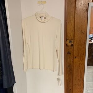 Cream Turtleneck Long Sleeve Top